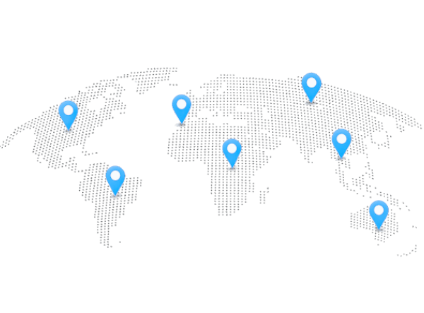 World map with location pins