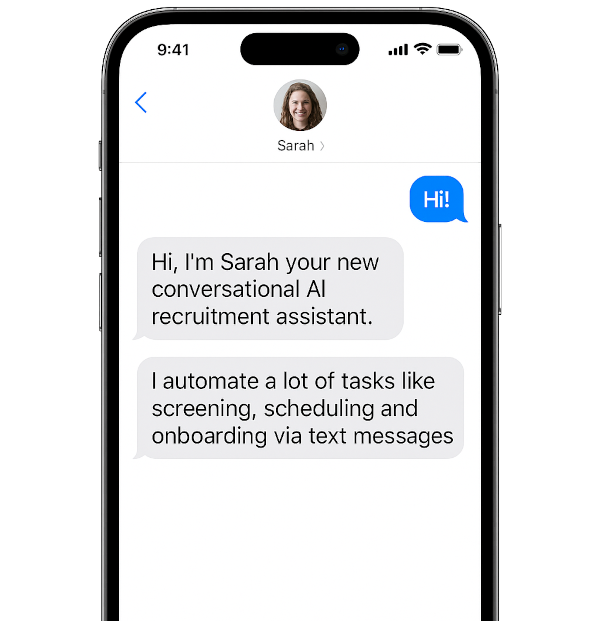Mobile phone showing chat interface